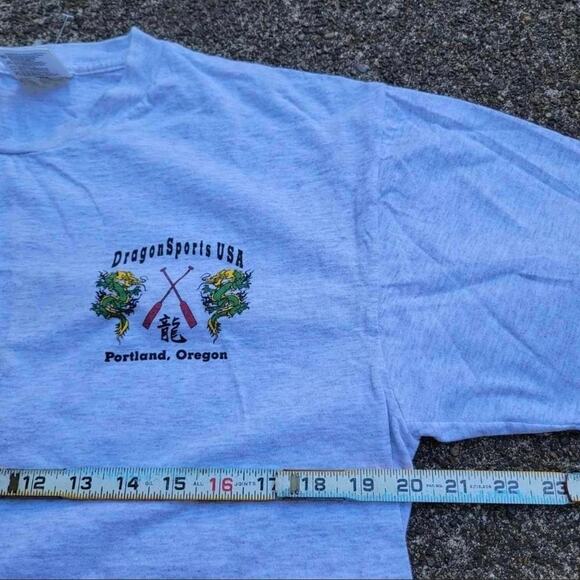 Vtg 90s DRAGON SPORTS USA Portland Oregon Oars Graphic Dragon Boat Tee Shirt Lg - Picture 3 of 4